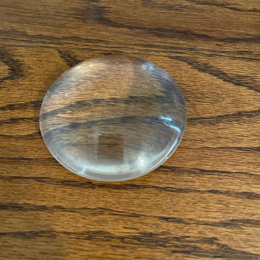 Clear Round Glass Paperweight - Domed Crystal Accent